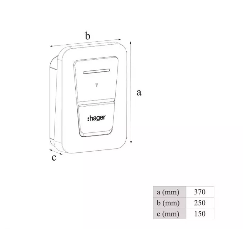 Sieninė elektromobilių įkrovimo stotelė Hager witty one 11 kW 3 fazės su Type 2 lizdu, RFID, Bluetooth, 4,5 m kabeliu, IP55, IK10