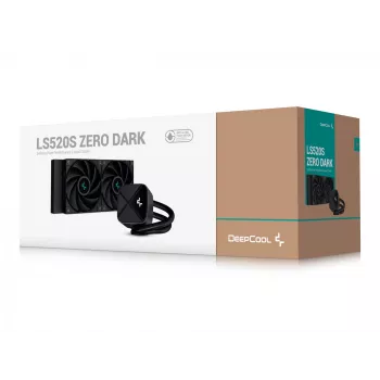 DeepCool LS520S Zero Dark AIO procesoriaus aušinimo skysčiu sistema, 240 mm, 2x 120 mm PWM ventiliatoriai, AM4/AM5/LGA2066, juoda