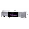 TV spintelė Cama Meble PAFOS EF su elektriniu židiniu 180x42x49 cm, juoda matinė, 2 durys, 1400–1600 W