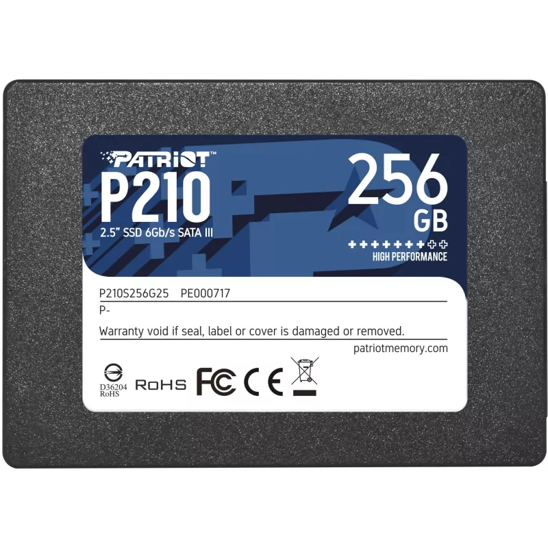 SSD Patriot P210 256 GB SATA III (2,5 colio) – 500 MB/s skaitymas, 400 MB/s rašymas, 7 mm