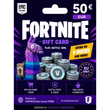Fortnite dovanų kortelė 50 EUR - kodas iškart