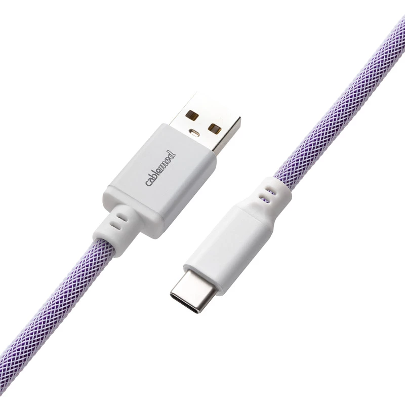 CableMod Classic Coiled CM-CKCA-CW-PW150PW-R spiralinis laidas klaviatūrai, USB-C – USB-A, 150 cm, Rum Raisin