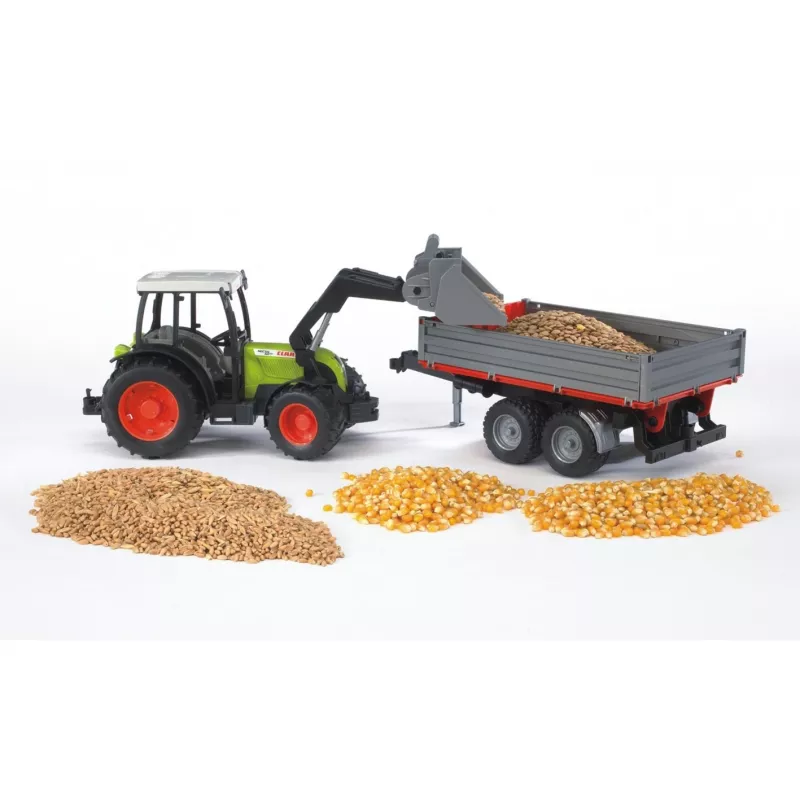Žaislinis traktorius Bruder Claas Nectis 267 F su savivarčio priekaba