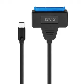 SAVIO AK-69 SATA į USB-C adapterio laidas, SATA moteriška į USB-C vyrišką, USB 3.2 Gen 1 (5 Gbit/s), 0,25 m, juoda