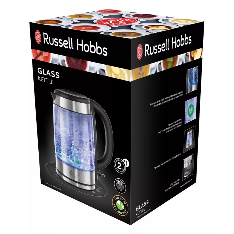 Elektrinis virdulys Russell Hobbs 1.7 L 2200 W Stiklas Nerūdijantis plienas Skaidrus