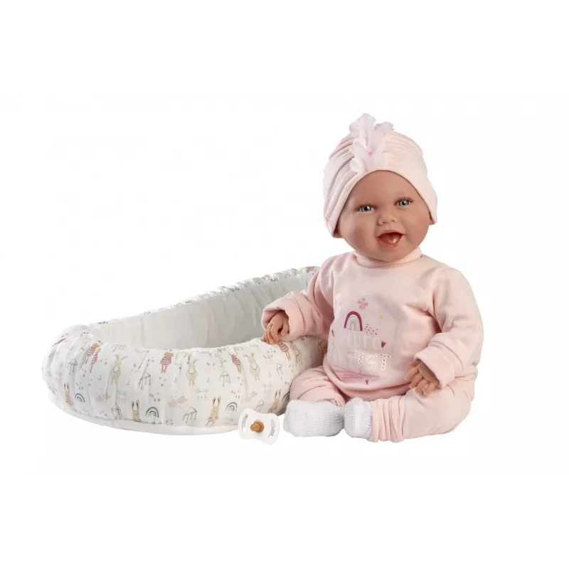 Lėlė Llorens Mimi Baby 42 cm – tikroviškas veidas, juokiasi, minkštas kūnelis