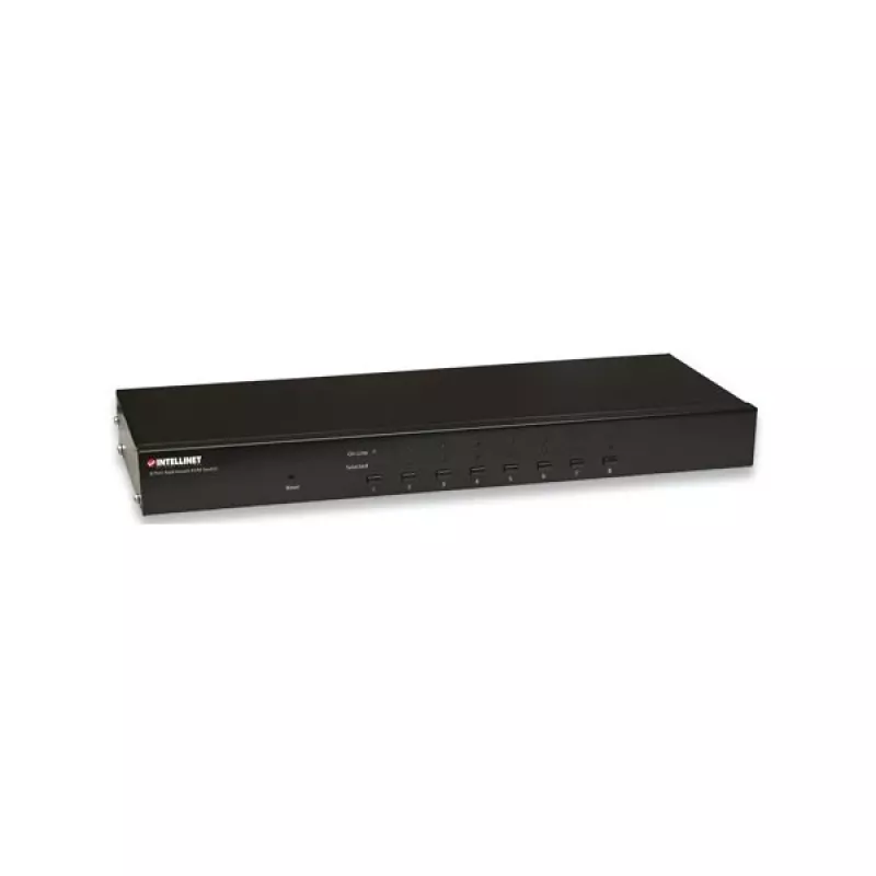 Intellinet 8 prievadų stovo KVM jungiklis, kombinuotas USB + PS/2, ekrano meniu, kabeliai komplekte (Euro 2 kištukas)