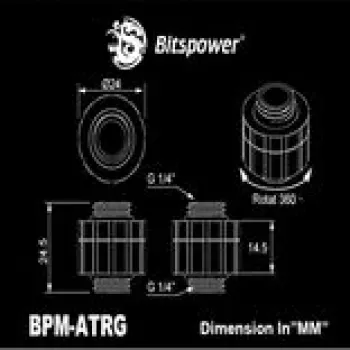 Rotacinis pratęstuvas BitsPower Artemis matinė juoda — BPM-ATRG-MB