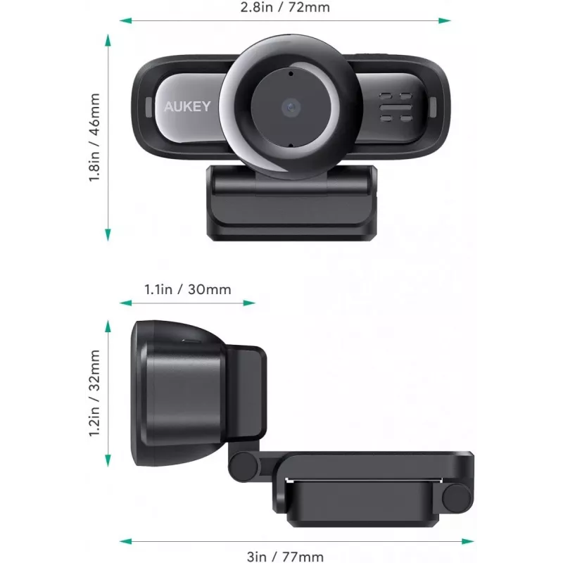 Internetinė kamera AUKEY PC-LM3 2 MP 1920 x 1080 pikselių USB 2.0 Juoda