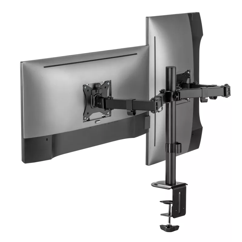 Sieninis laikiklis dviems monitoriams SBOX LCD-352/2-2, 13–32 colių, dvi rankos, 2×8 kg, VESA 100×100