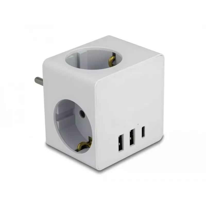Maitinimo adapteris su kištuku Type F DeLOCK 11496 2 USB prievadai 5V 2.4A 3A