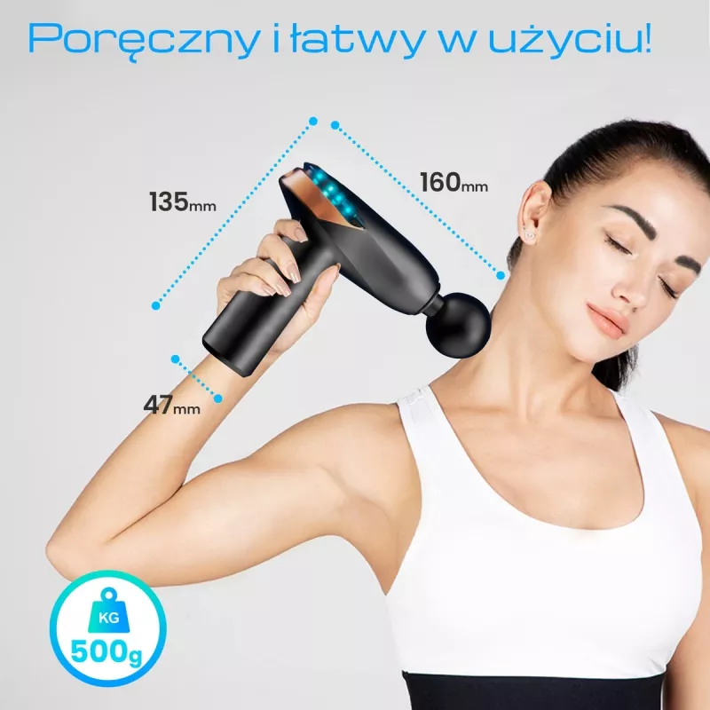 Masažinis pistoletas Extralink MSG-02-LITE 3200 RPM 6 antgalių