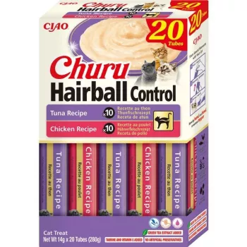 INABA Churu Hairball control tuno ir vištienos skonio skanėstai katėms 20x14g