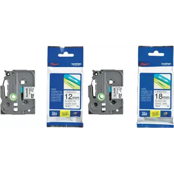 Juostelių rinkinys 2 vnt. Brother 12 mm ir 18 mm balta ant juodo – suderinamas su Brother etikečių spausdintuvais