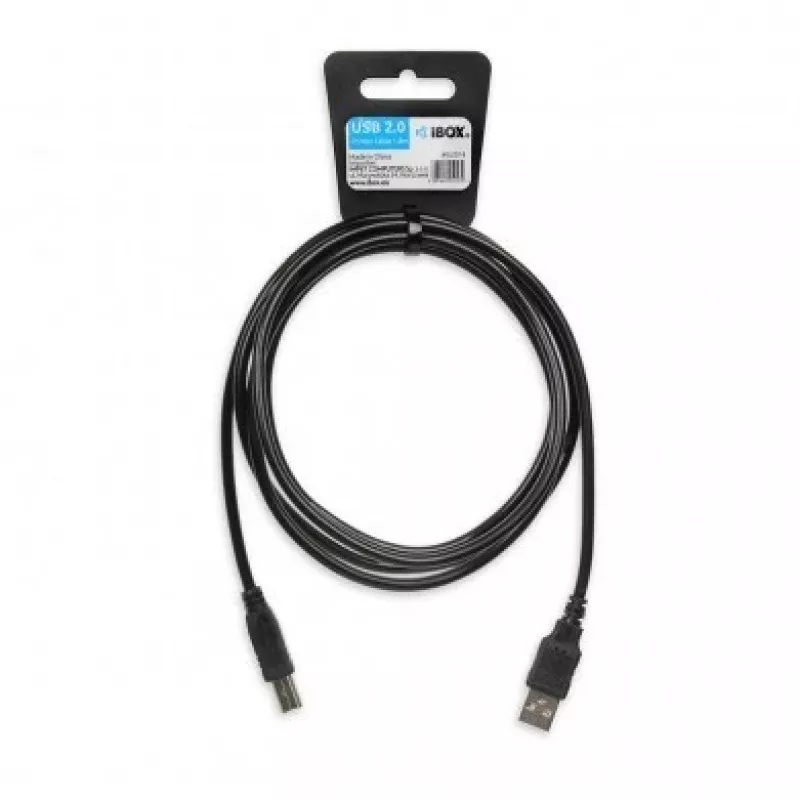 USB kabelis IBOX IKU2D 1,8 m – USB A į USB B, USB 2.0, juodas
