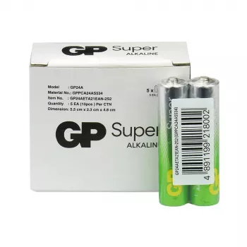 Šarminės AAA baterijos GP Battery SUPER 1,5V – pakuotė po 10 vnt.