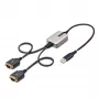 StarTech.com 2 prievadų USB į RS232 adapterio laidas, 60 cm, USB-A į 2x DB9, FTDI, keičiami varžteliai/veržlės, COM išlaikymas, 4 lygio ESD apsauga, tvirta TPE konstrukcija