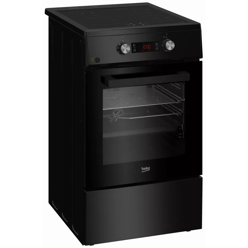 Indukcinė viryklė su elektrine orkaite Beko FSM59305BDT, 60 L, 50 cm, juoda, A energijos klasė, 4 zonų indukcinė kaitlentė su boost