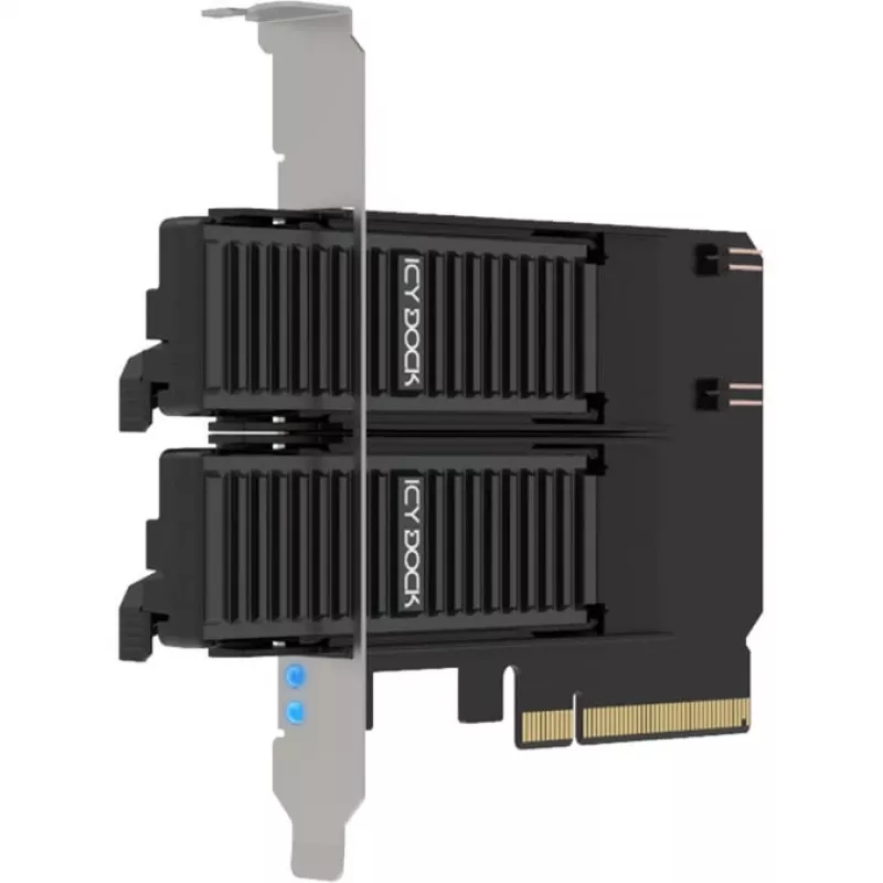 PCIe adapterių kortelė ICY BOX MB312M4P-B – 2× M.2 NVMe į PCIe 4.0 x8 (bifurkacija)