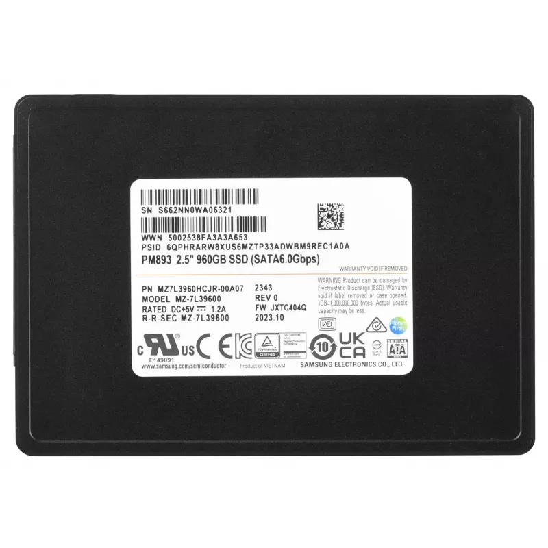 Samsung MZ7L3960HCJR-00A07 vidinis kietojo kūno diskas 960 GB 2,5 colio SATA III TLC