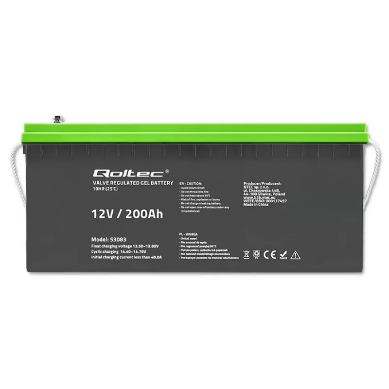 Qoltec gelio baterija 12V 200Ah GEL 59.5kg
