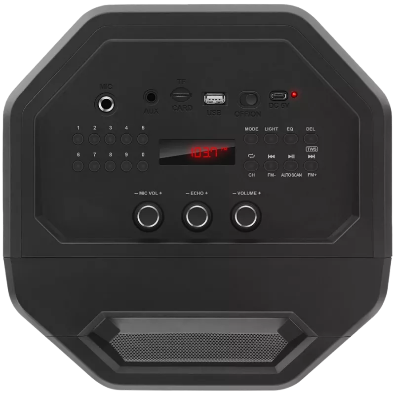 Nešiojamas garsiakalbis SVEN PS-600, juodas (50W, TWS, Bluetooth, FM, USB, microSD, LED ekranas, 4000 mAh)