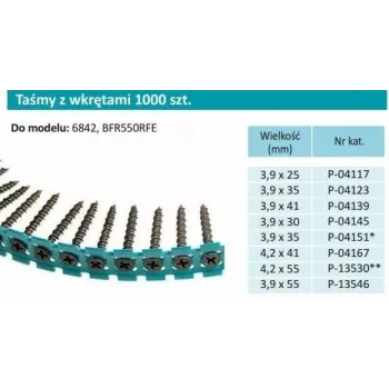 Makita F-30913 Smeigtukiniai varžtai smulkūs 3,9x25mm