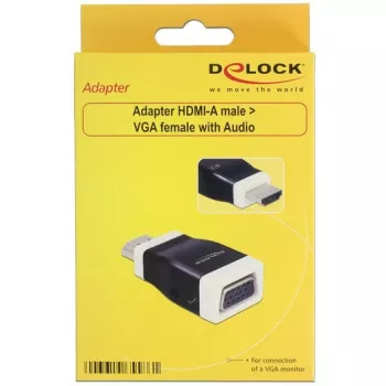 Kabelio lyties keitiklis DeLOCK 65586 HDMI-A į VGA juodas baltas