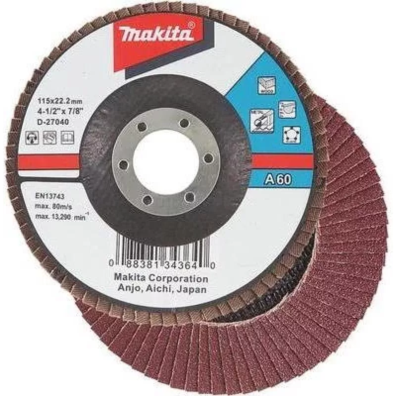 Makita šlifavimo diskas – medienai, metalui, plastikui, spalvotiesiems metalams – 125 mm – Grūdėtumas: A40 – tinka Makita GA005GZ, GA008GM201, GA008GZ, XGT GA005GZ (D-27084)