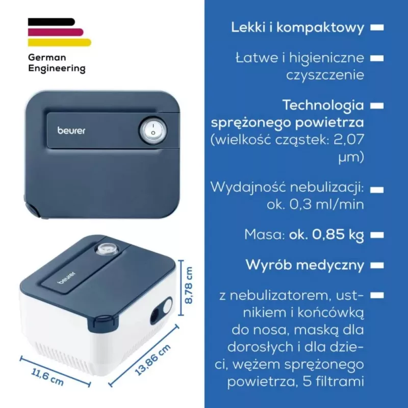 Nešiojamas inhaliatorius Beurer IH16 purkštuvas astmai ir kvėpavimo terapijai