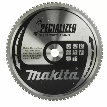 MAKITA diskinis pjūklo diskas 355x30x80Z specializuotas sumuštinių plokščių pjovimui