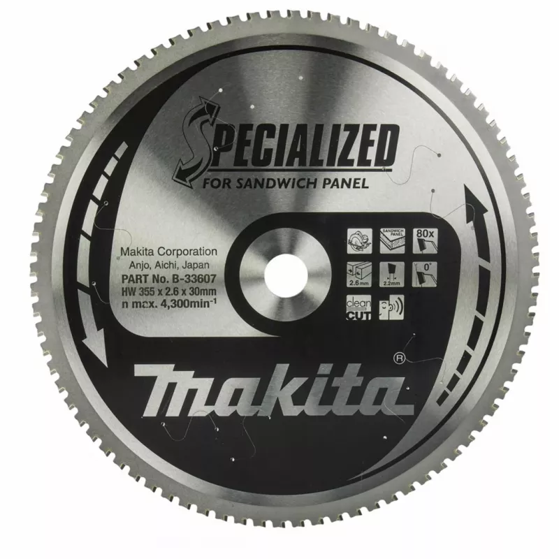MAKITA diskinis pjūklo diskas 355x30x80Z specializuotas sumuštinių plokščių pjovimui