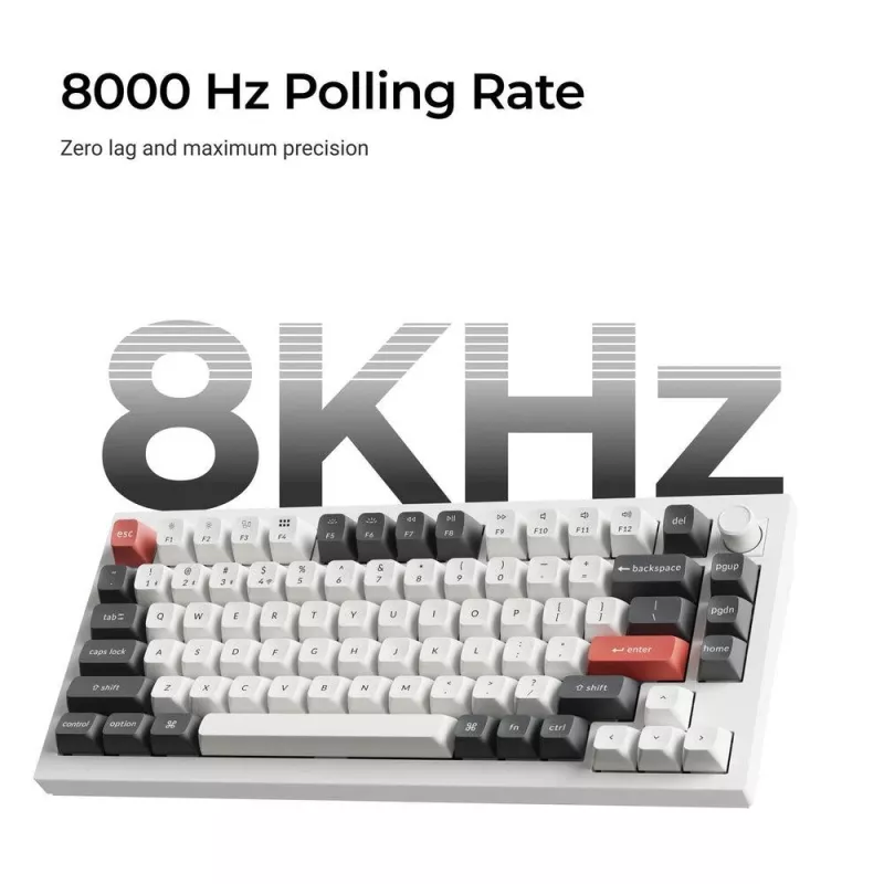 Mechaninė klaviatūra Keychron Q1 Ultra 8K — 75% išdėstymas, USB + RF belaidis + Bluetooth, RGB, juoda