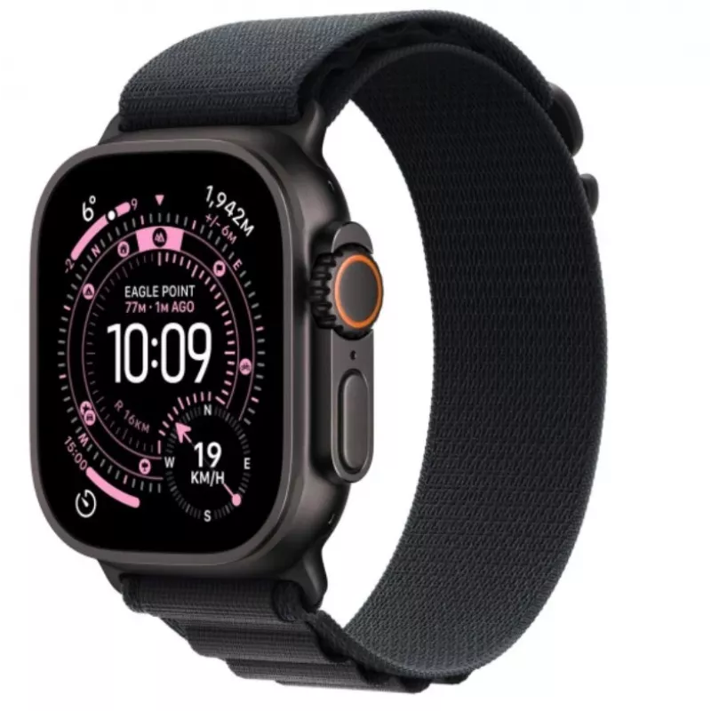 Išmanusis laikrodis Apple Watch Ultra 3 GPS + Cellular 49mm Juodas titano korpusas su Juodu Alpine Loop dideliu dirželiu