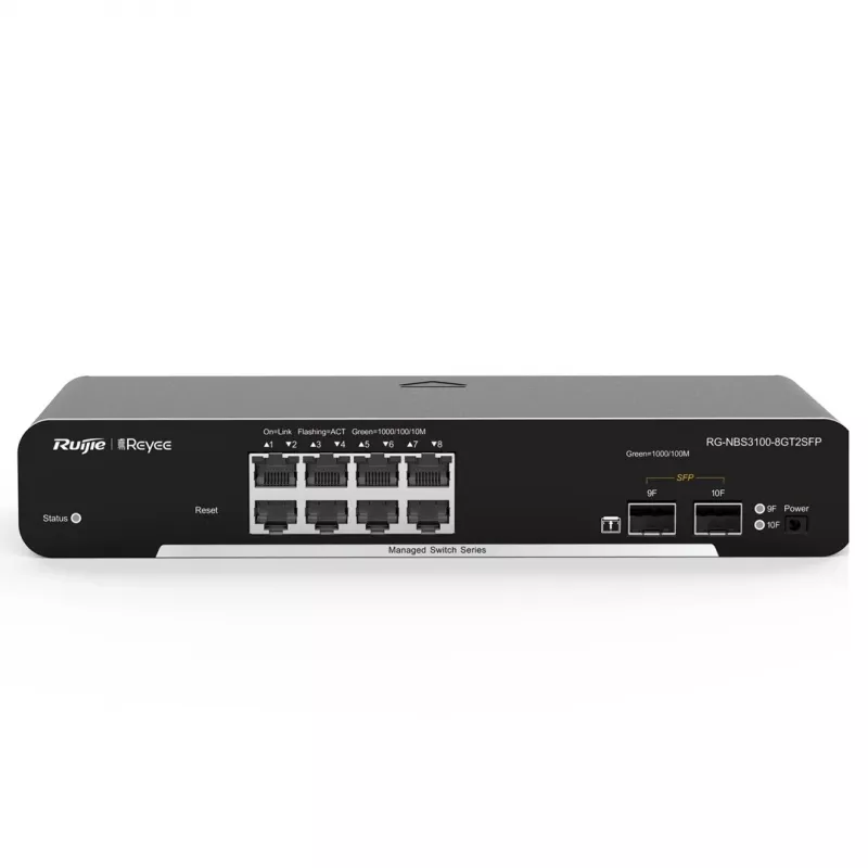 Ruijie Networks RG-NBS3100-8GT2SFP tinklo jungiklis Valdomas L2 Gigabit Ethernet (10/100/1000) Juodas