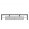 TV stovas Cama Meble TORO 200 2000×350×410 mm, pilkas stalviršis iš medžio drožlių plokštės, pilkai/baltas blizgesys