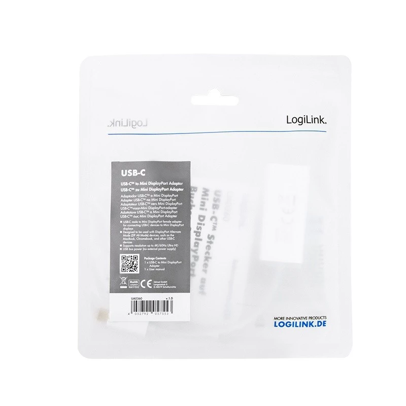 LogiLink UA0360 vaizdo adapterio kabelis USB-C į Mini DisplayPort