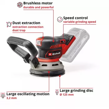 Šlifuoklis EINHELL TP‑RS 18/32 Li BL Solo – 24 000 aps./min, juodai raudonas, 1,11 kg