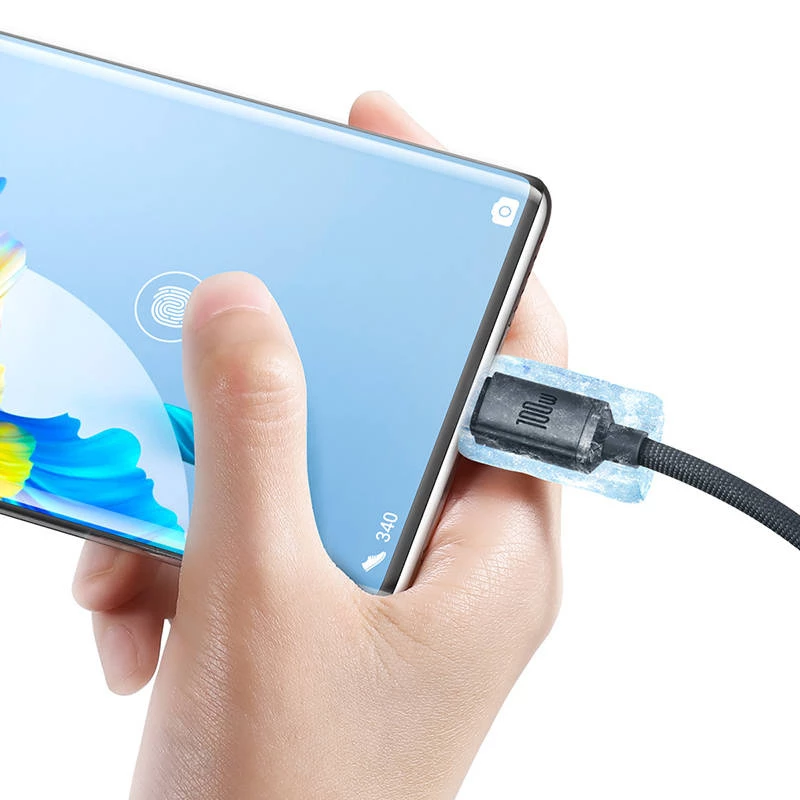 Baseus Crystal Shine laidas USB į USB-C, 100W, 2m (juodas)