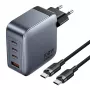 Vienintelis Vention TZ-FETH0-EU įkroviklis 3× USB-C + 1× USB-A 100W, PD iki 30W vienam C, 100–240V