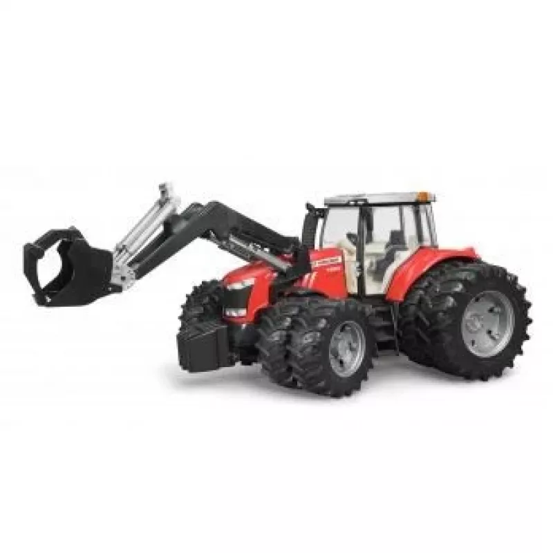 Žaislinis traktorius BRUDER Massey Ferguson 7624 su priekiniu krautuvu, raudonas, nuo 3 m.