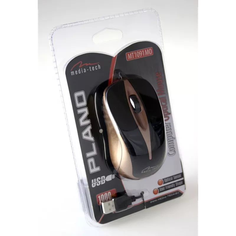 PLANO - Optinė pelė 800 CPI, 3 mygtukai + slinkimo ratukas, USB sąsaja (MT1091MO)