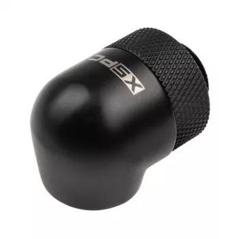 XSPC adapter 90° G1/4 colio vyriškas prie moteriško, sukamas, juodas