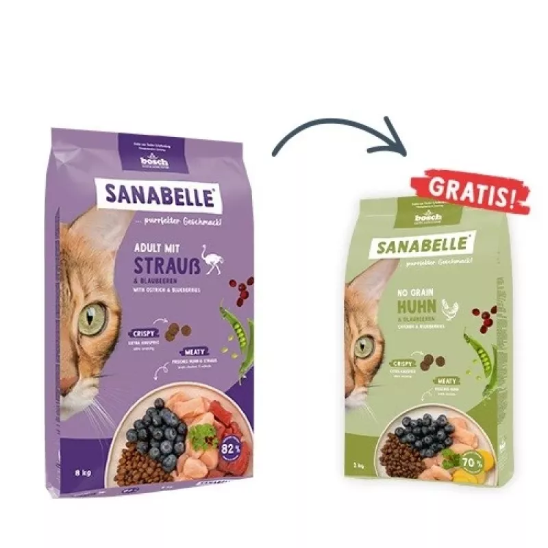 BOSCH Sanabelle Adult Ostrich & Blueberries - sausas kačių ėdalas - 2kg