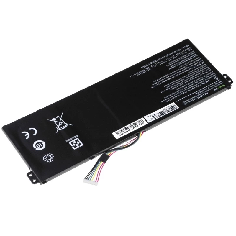 Baterija Green Cell AC52, skirta Acer Aspire E11 ES1-111M ES1-131 E15 ES1-512 Chromebook CB3-111 CB5-311, 11,4V 2200mAh Li-Ion, 3 elementai, juoda