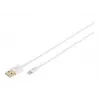 DIGITUS - Žaibolaidinis kabelis - Lightning (M) į USB (M) - 1,0 m - Dviguba izoliacija - Baltas - Lietas - Apple iPad/iPhone/iPod (Lightning) (DB-600106-010-W)