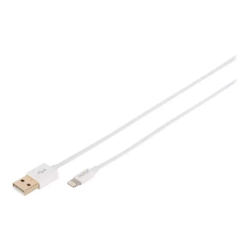 DIGITUS - Žaibolaidinis kabelis - Lightning (M) į USB (M) - 1,0 m - Dviguba izoliacija - Baltas - Lietas - Apple iPad/iPhone/iPod (Lightning) (DB-600106-010-W)