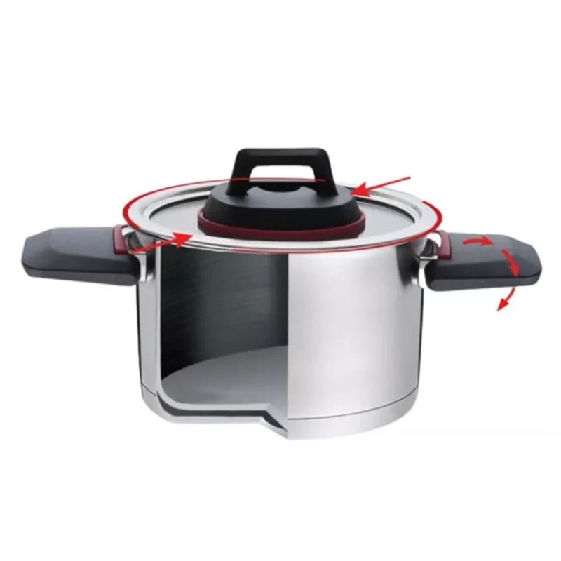 Puodas Maestro MR-3530-24 nerūdijančio plieno 24 cm, 5,5 l, sulankstomos rankenos, stiklinis dangtis