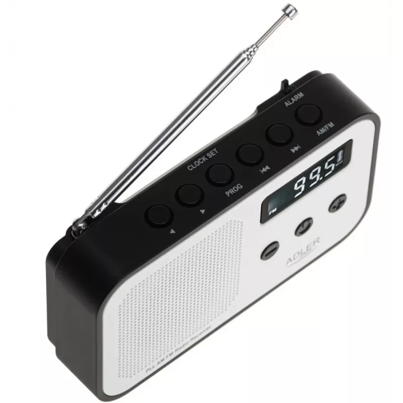 Nešiojamas skaitmeninis radijas Adler AD 1907 – AM/FM, skaitmeninis derintuvas, žadintuvas, USB-C, 600 mAh baterija, LCD, 20 stočių atmintis, teleskopinė antena