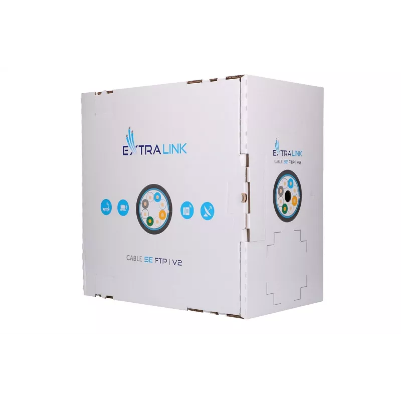 Tinklo kabelis Extralink vytos poros CAT5E FTP (F/UTP) V2 lauko 305M juodas